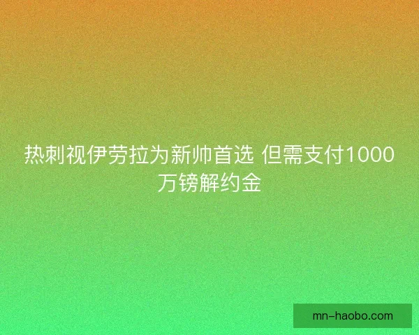热刺视伊劳拉为新帅首选 但需支付1000万镑解约金 热刺视伊劳拉为新帅首选 但需支付1000万镑解约金
