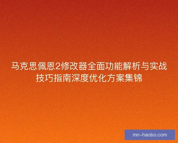 马克思佩恩2修改器全面功能解析与实战技巧指南深度优化方案集锦
